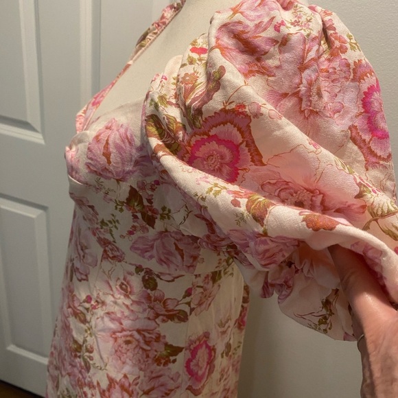 Women’s Floral Sweetheart Neck Puff Sleeve Long Feminine Avec Les Filles New 6 - Picture 5 of 16